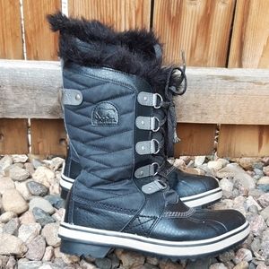 Sorel waterproof winter snow boots black gray sz 5